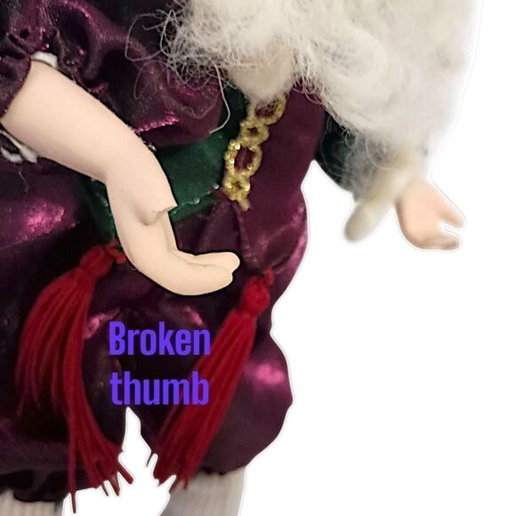 Pixie Santa Claus Elf Doll Figure Posable Harlequin Metallic Shelf Sitter Vtg.   - Picture 2 of 16